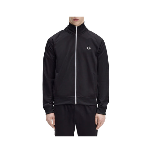 Fred Perry Felpa con zip Felpa Uomo con zip e fettuccia logata Nero bianco - Francavilla Moda